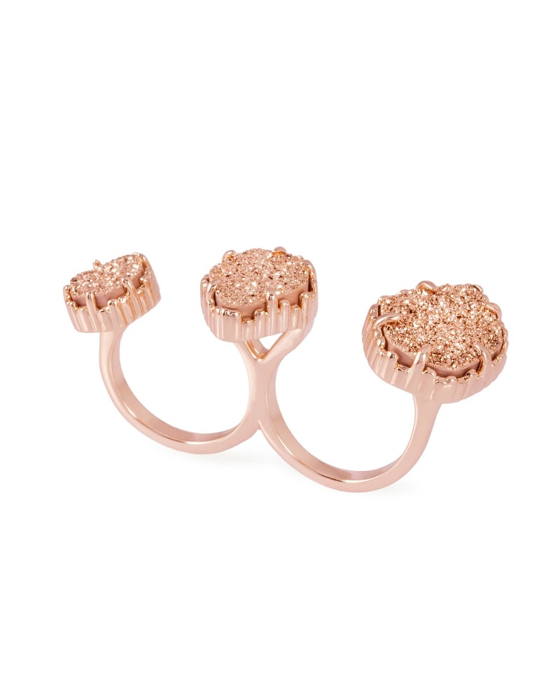 Naomi Rose Gold Double Ring In Rose Gold Drusy