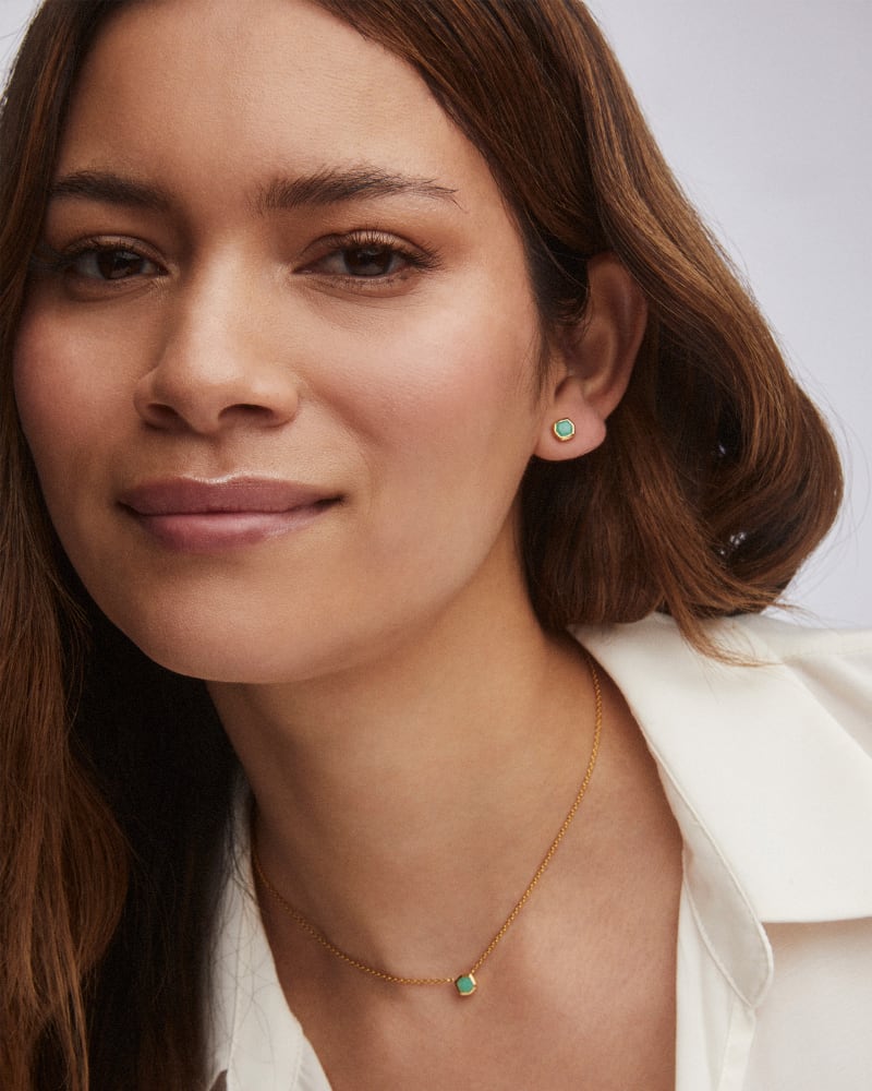 Davie 18k Gold Vermeil Stud Earrings In Chrysoprase