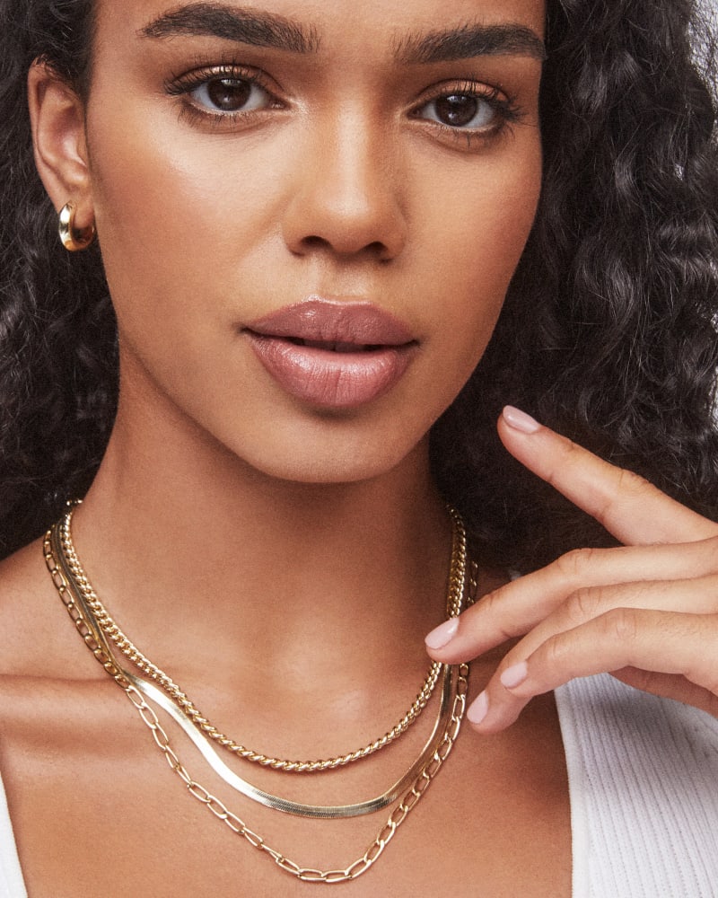 Set Of 3 Chain Necklace Layering Set In Gold