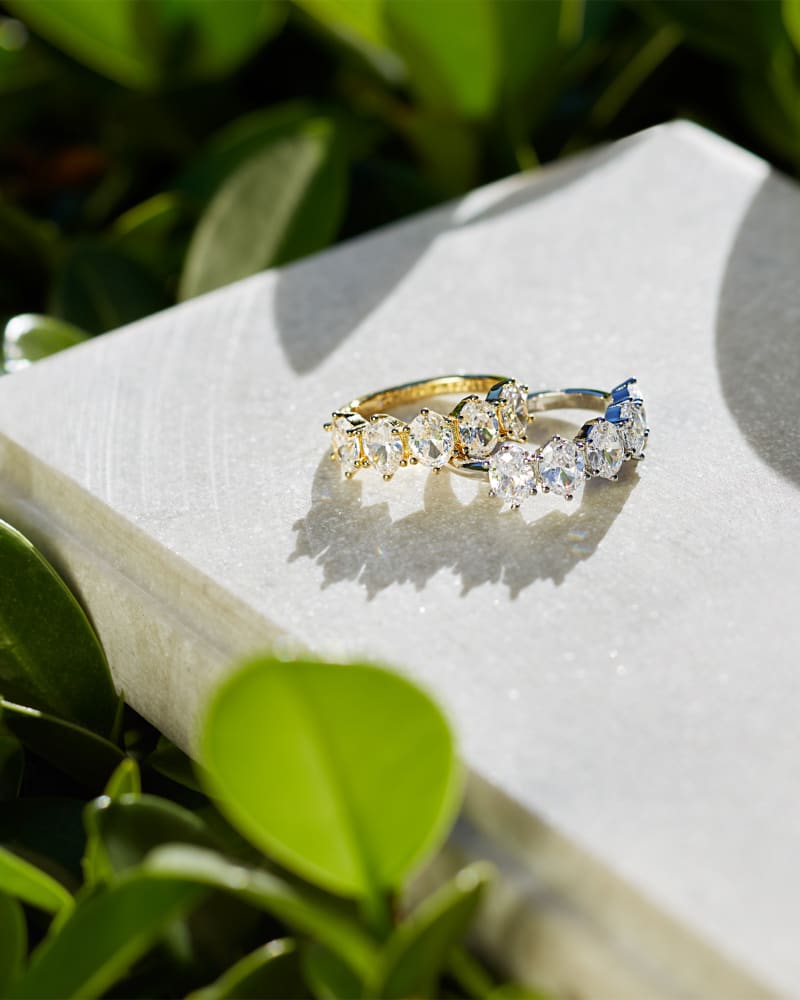 Cailin Gold Crystal Band Ring In White Crystal