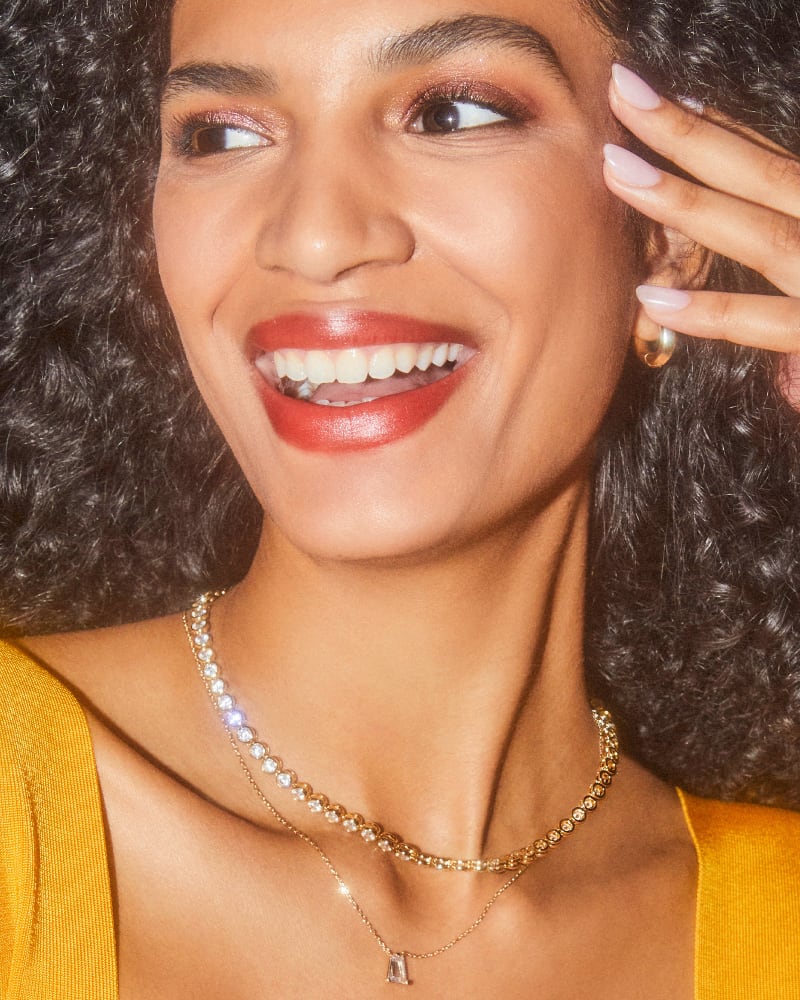 Carmen Gold Tennis Necklace In White Crystal