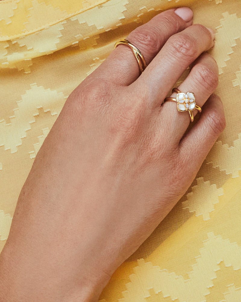Dira Stone Gold Double Band Ring In Ivory Mix
