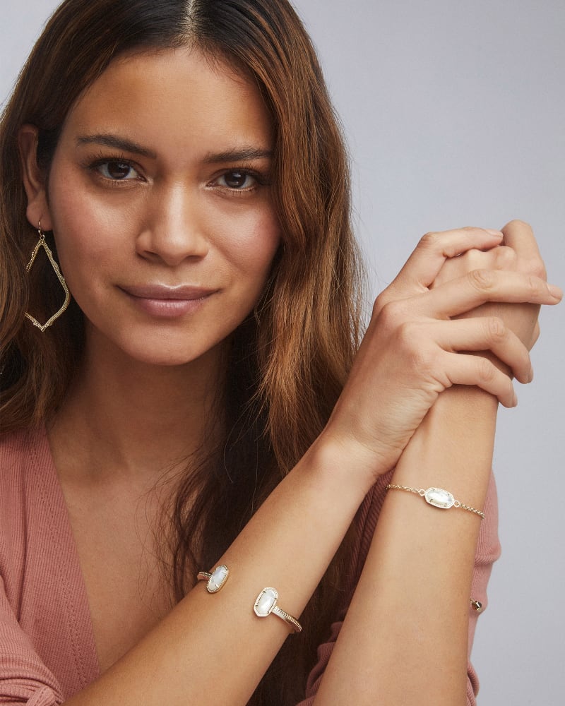 Elaina Gold Adjustable Chain Bracelet In Ivory Pearl
