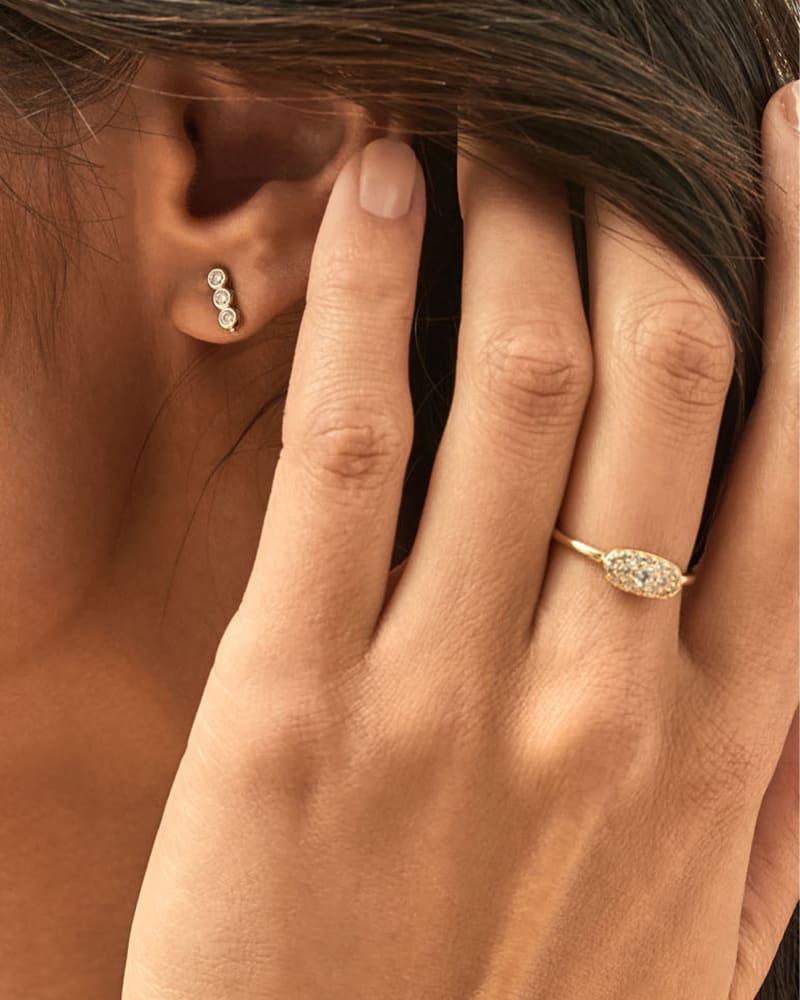 Grayson Gold Band Ring In White Crystal