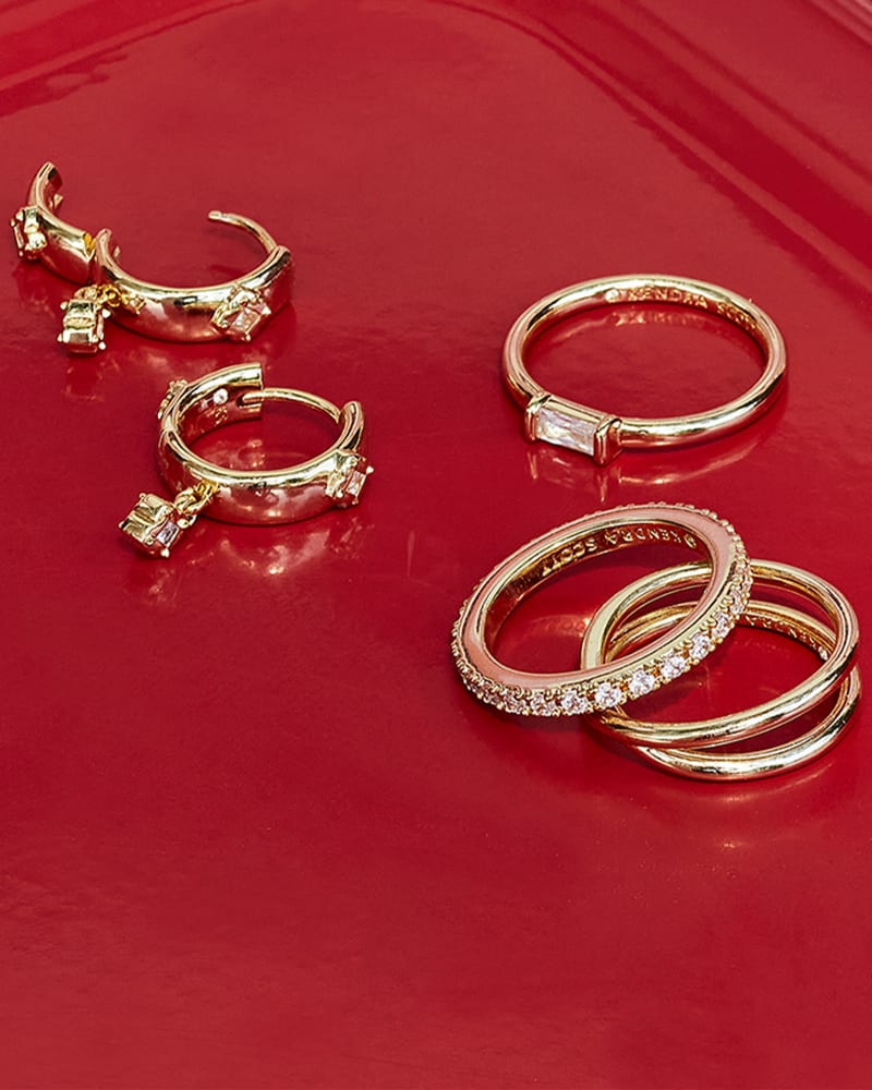 Juliette Gold Band Ring In White Crystal