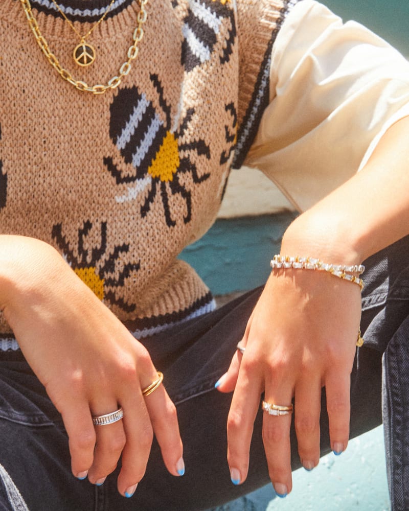 Juliette Gold Delicate Chain Bracelet In White Crystal