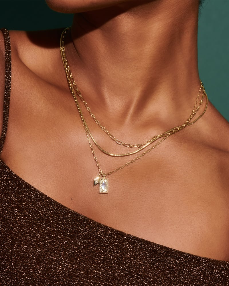 Kinsley Gold Multi Strand Necklace In Ivory Mother-of-Pearl