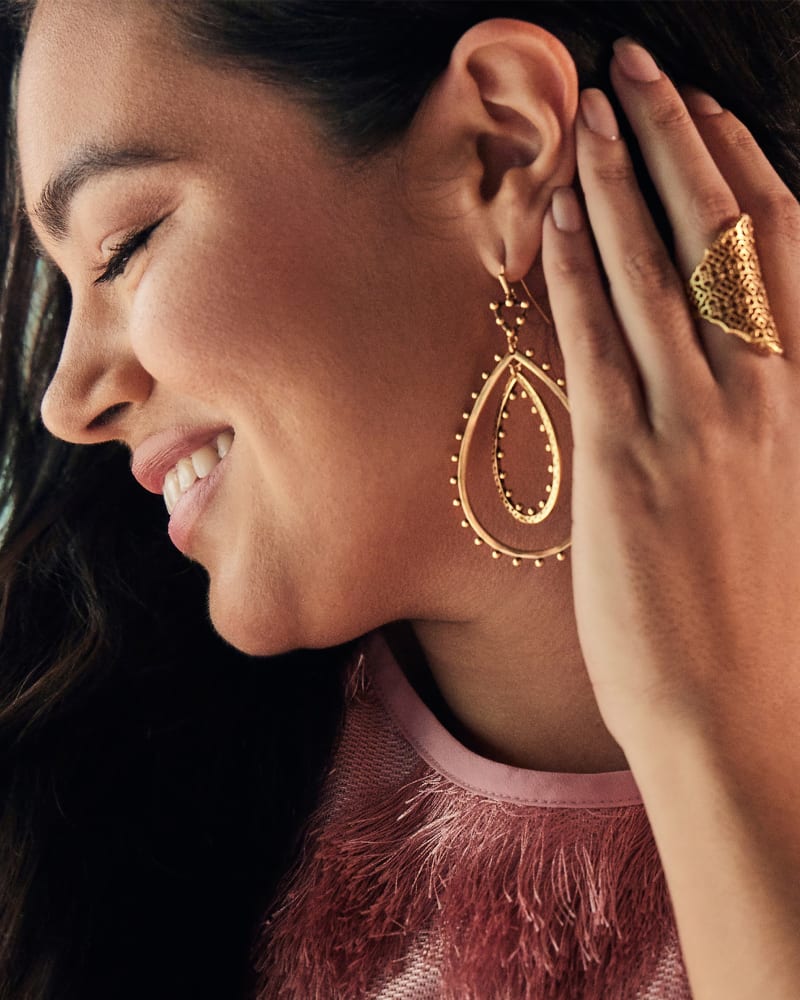 Rumer Open Frame Earrings In Vintage Gold