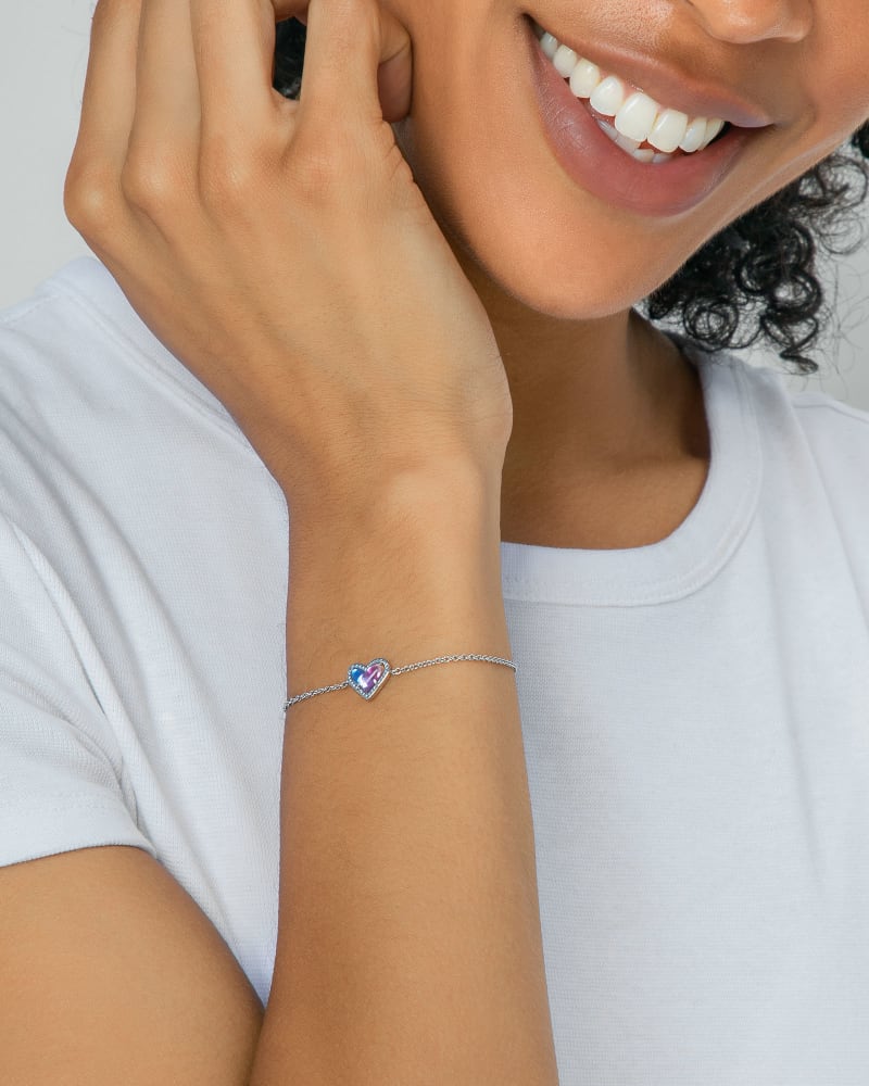 Ari Heart Silver Chain Bracelet In Ivory Mother-of-Pearl