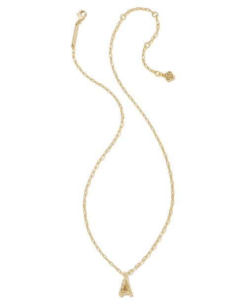 Crystal Letter Gold Short Pendant Necklace In White Crystal