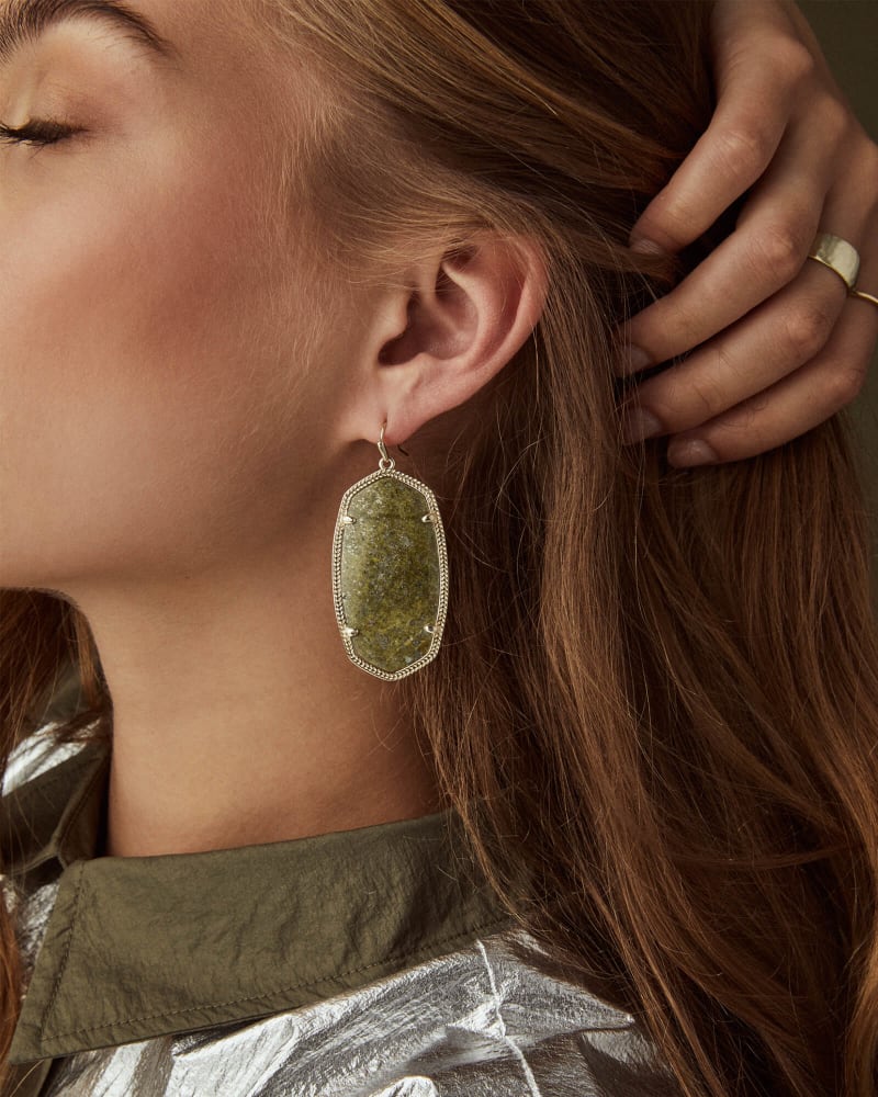Danielle Gold Drop Earrings In Black Opaque Glass