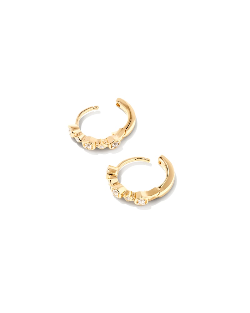 Davie 18k Gold Vermeil Trio Huggie Earrings In White Sapphire