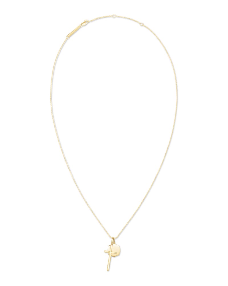 Davis Cross Charm Necklace In 18k Yellow Gold Vermeil