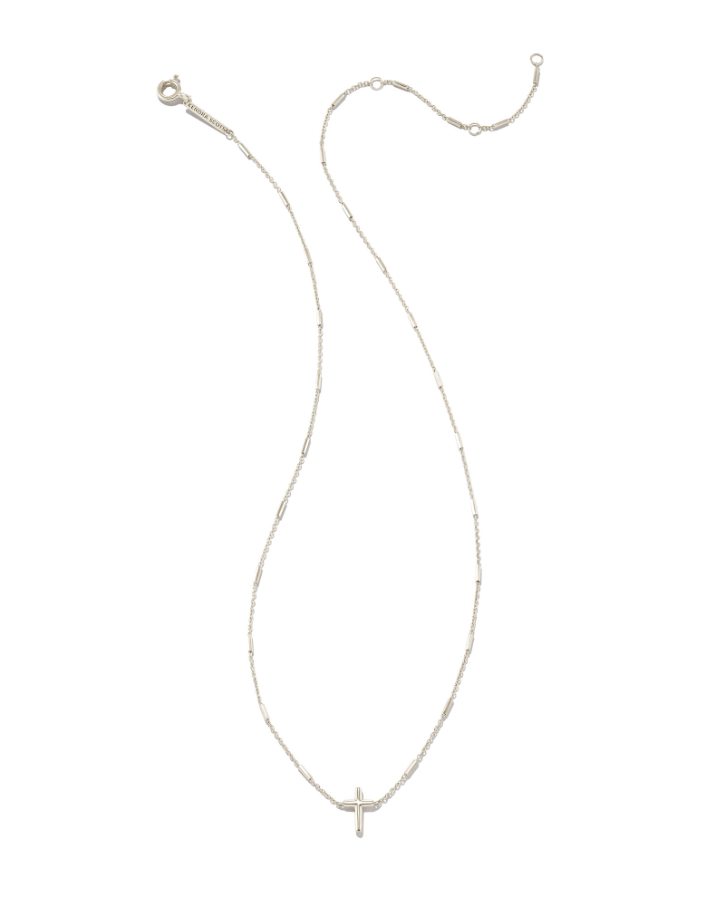 Delicate Cross Pendant Necklace In 14k White Gold