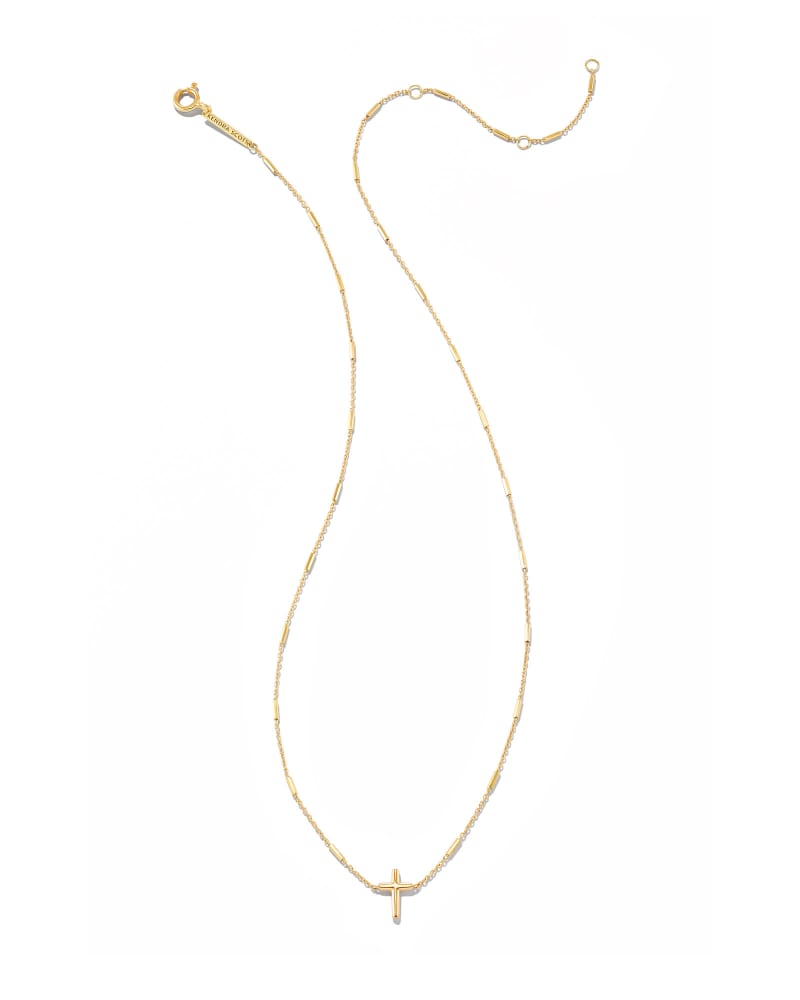 Delicate Cross Pendant Necklace In 14k Yellow Gold
