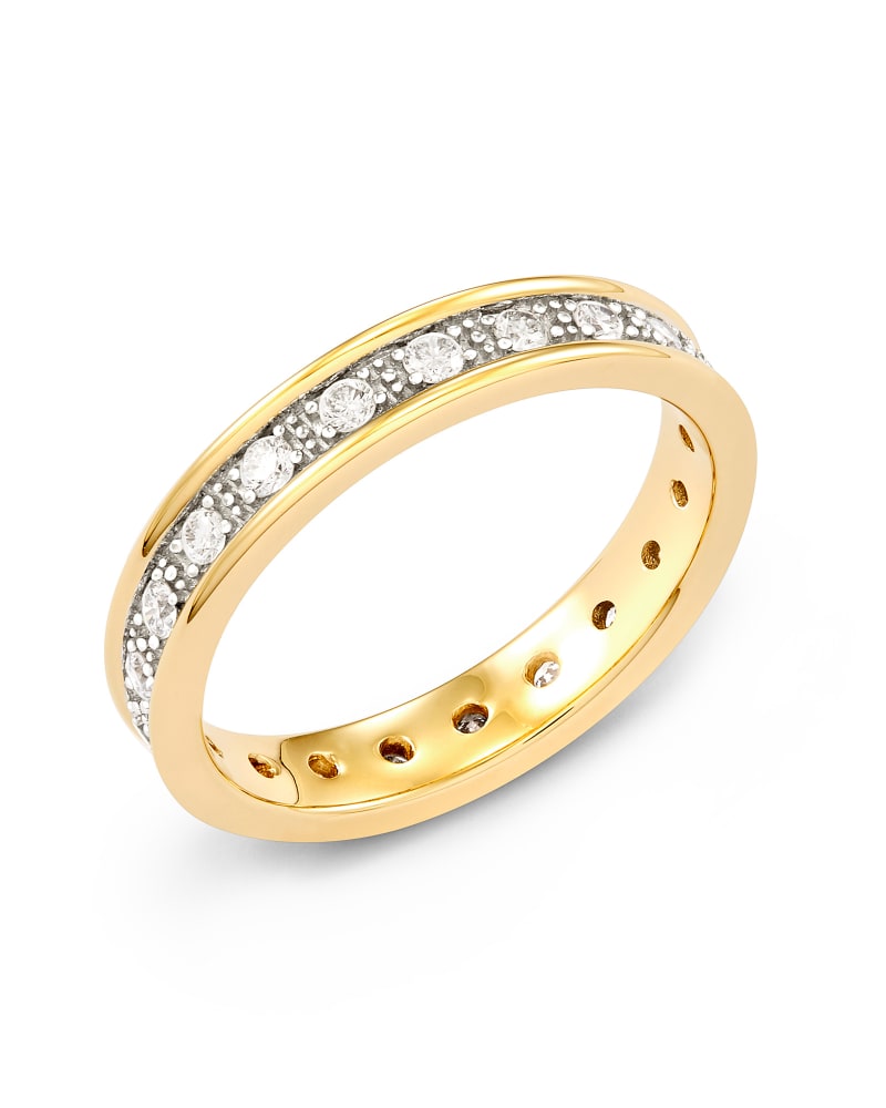 Drew 14k Yellow Gold Band Ring In White Diamond