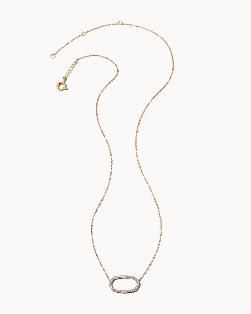 Elisa 14k Yellow Gold Open Frame Pendant Necklace In White Diamond