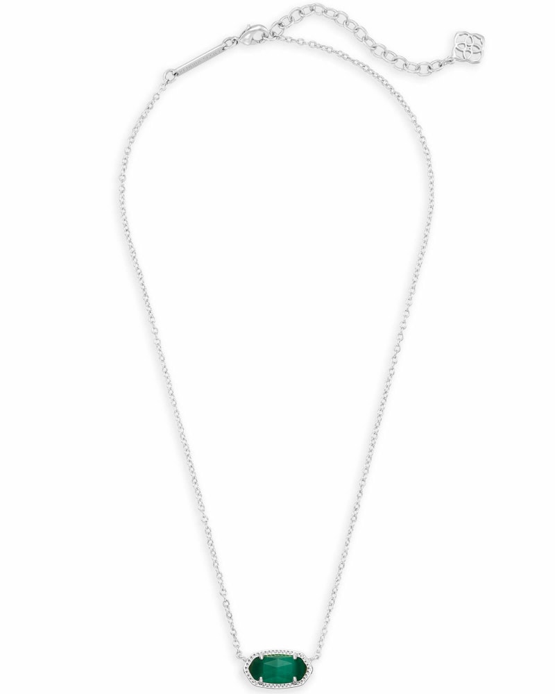 Elisa Silver Pendant Necklace In Emerald Cat's Eye