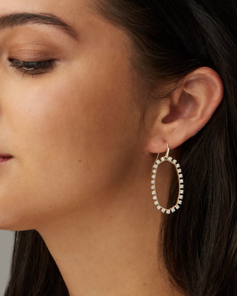 Elle Open Frame Crystal Drop Earrings In Gold