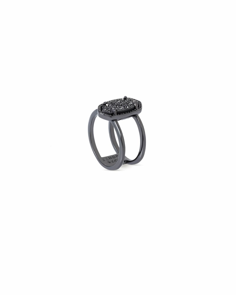 Elyse Gunmetal Ring In Black Drusy