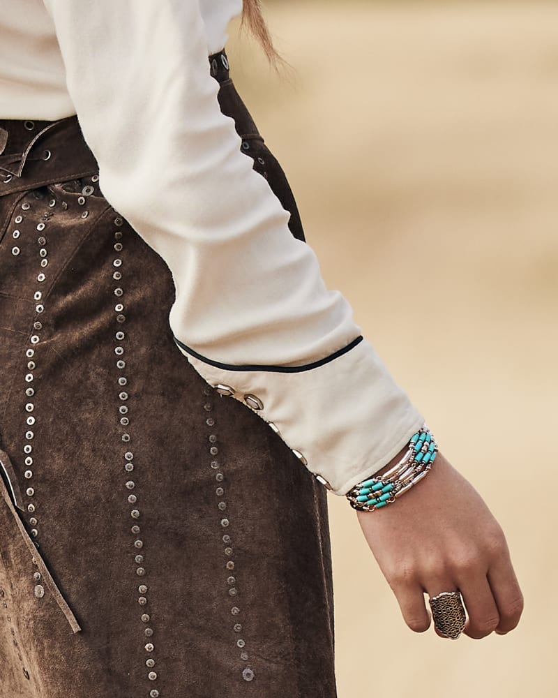 Ember Silver Statement Cuff Bracelet In Variegated Turquoise Magnesite