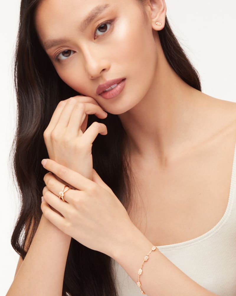 Emilie Rose Gold Chain Bracelet In Sand Drusy