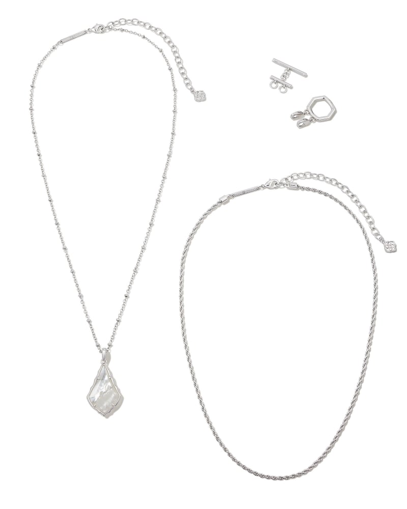 Faceted Alex Silver Convertible Necklace In Ivory Illusion