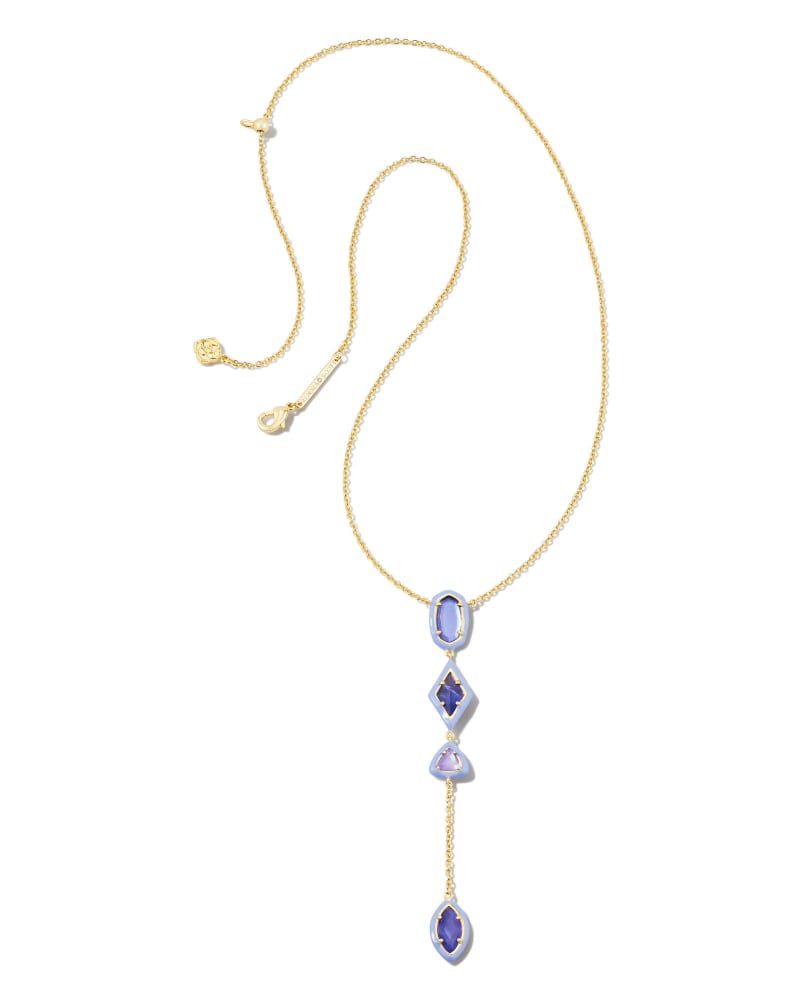 Greta Gold Y Necklace In Lavender Mix
