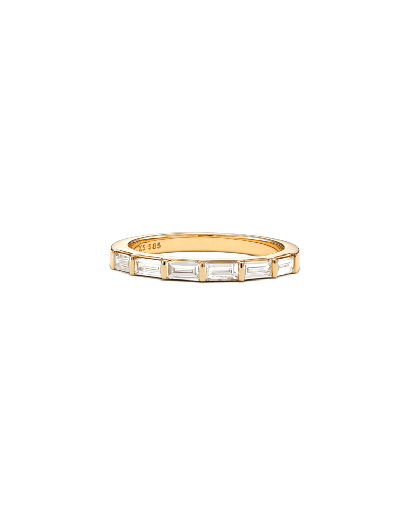 Isabella 14k Yellow Gold Half Eternity Band Ring In White Diamond