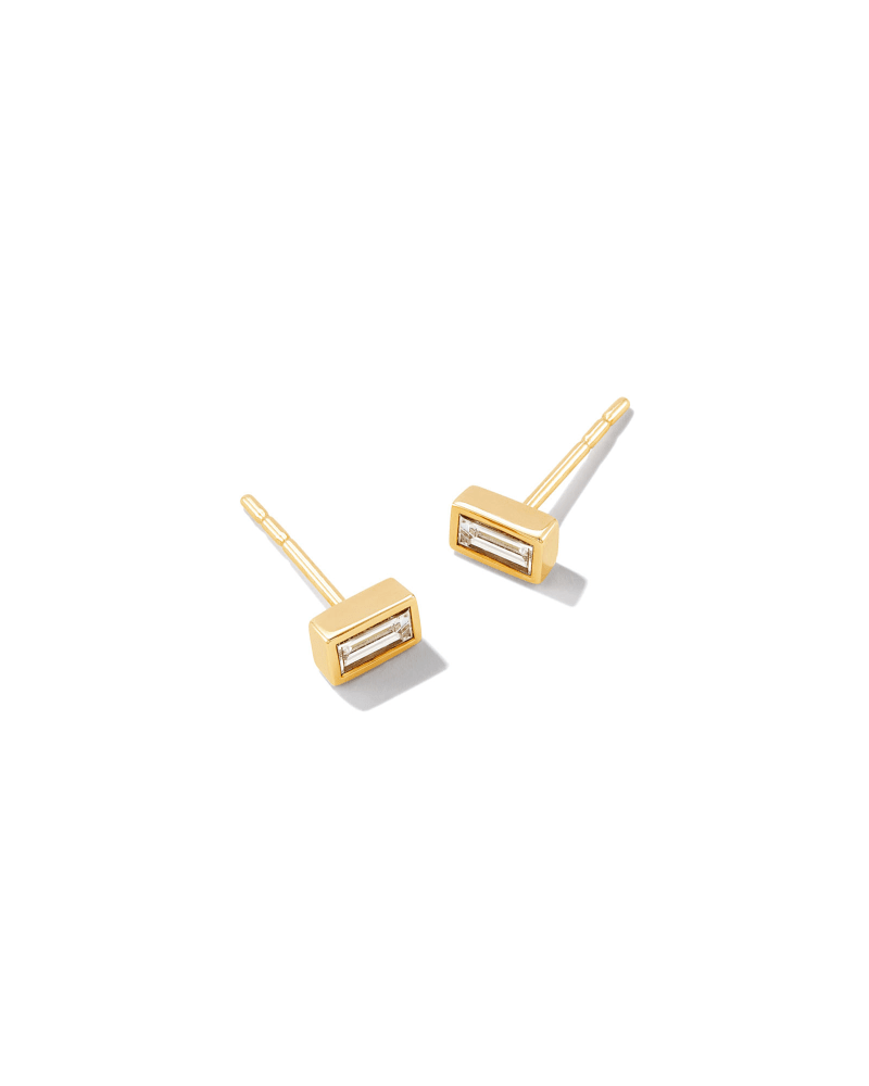 Isabella 14k Yellow Gold Stud Earrings In White Diamond