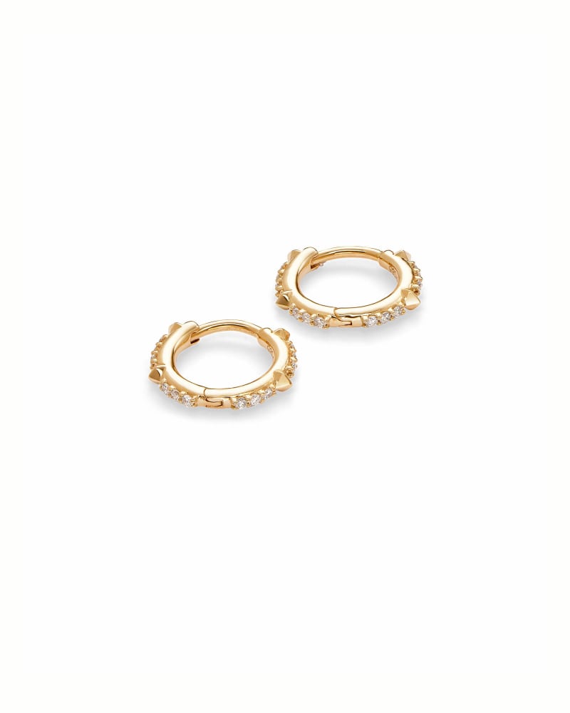 Jett 14k Yellow Gold Huggie Earrings In White Diamond
