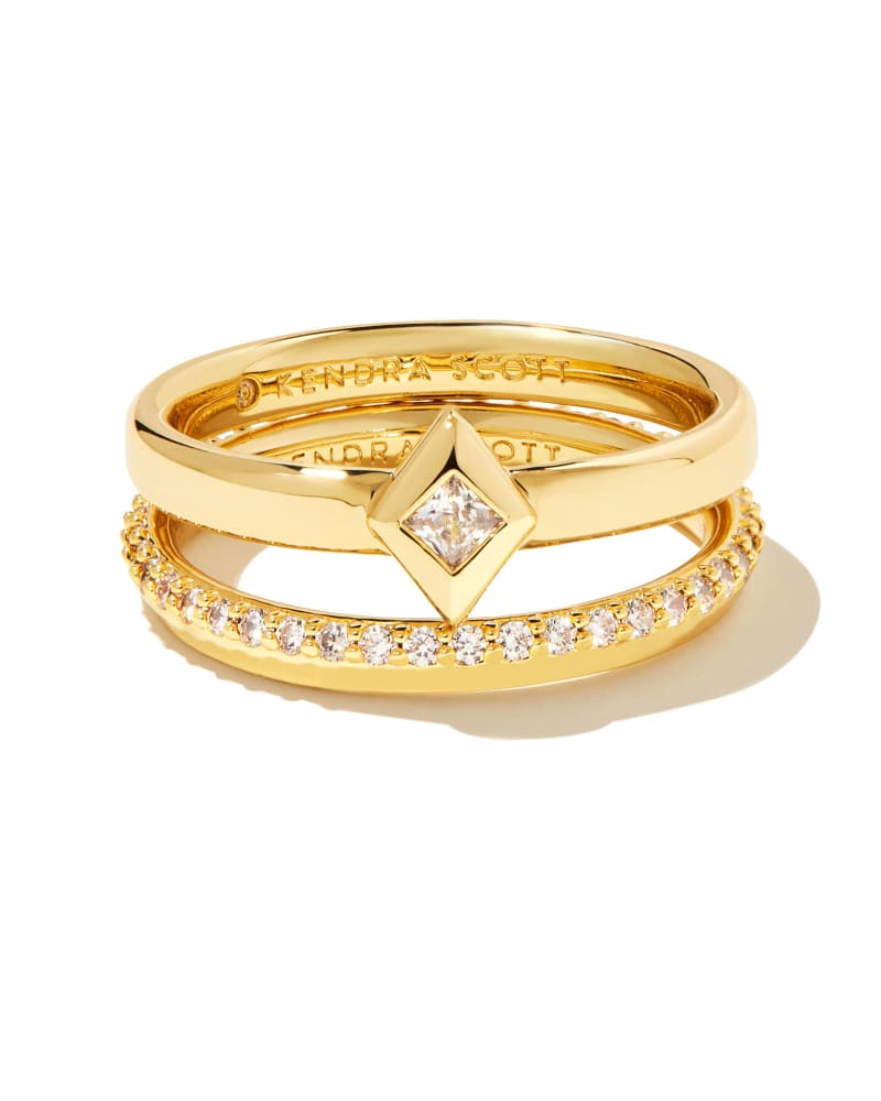 Kinsley Gold Ring Set In White Crystal