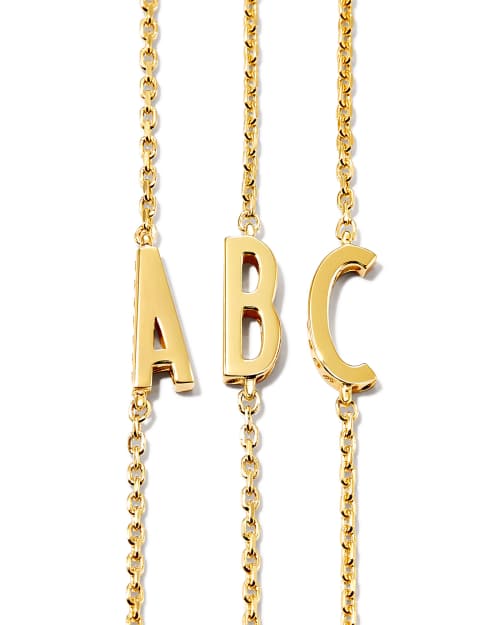 Letter Inline Initial Necklace In 18k Gold Vermeil