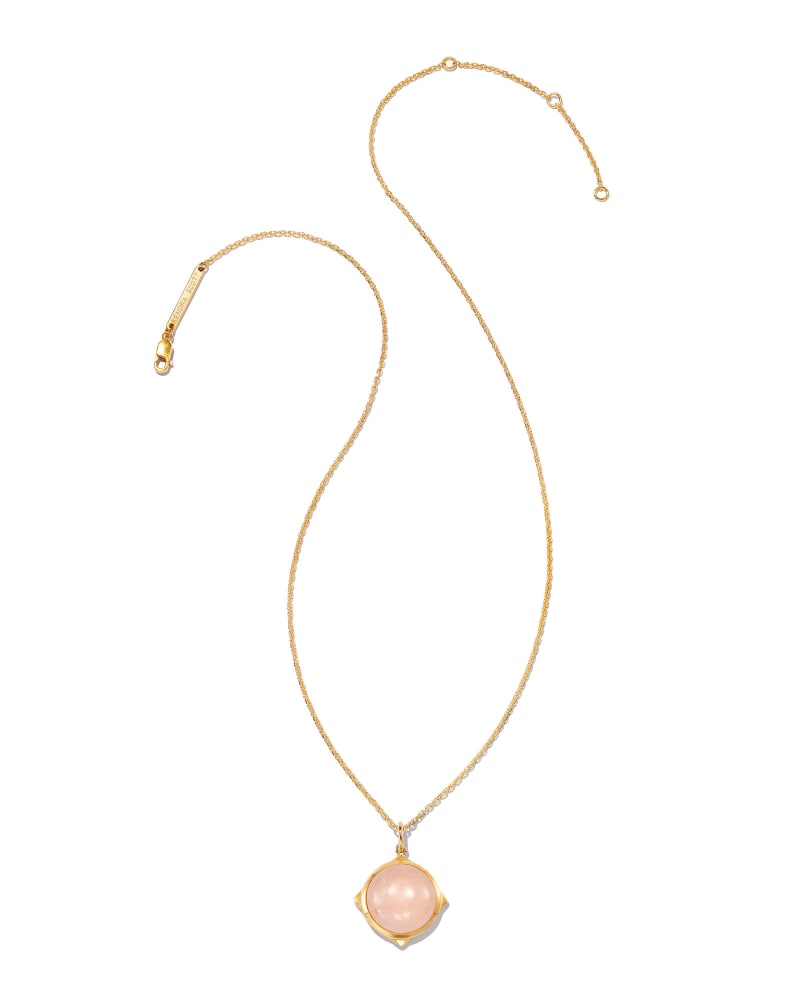 Matilda 18k Gold Vermeil Stone Charm Necklace In Rose Quartz