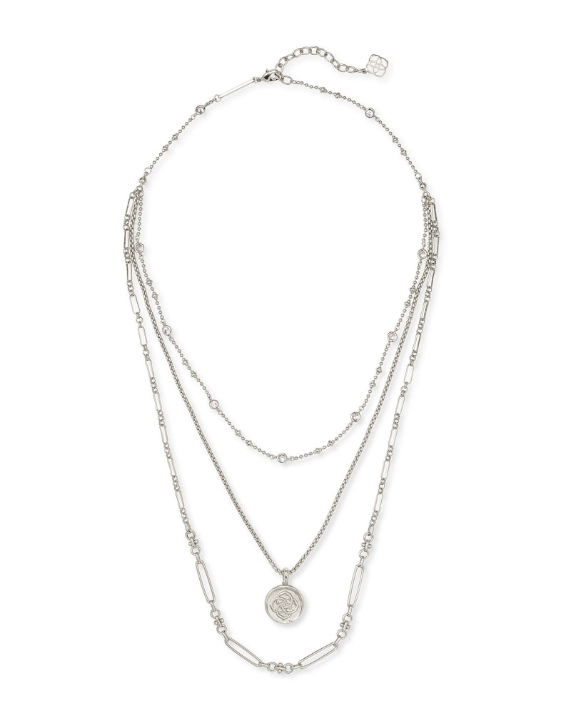 Medallion Coin Multi Strand Necklace In Silver