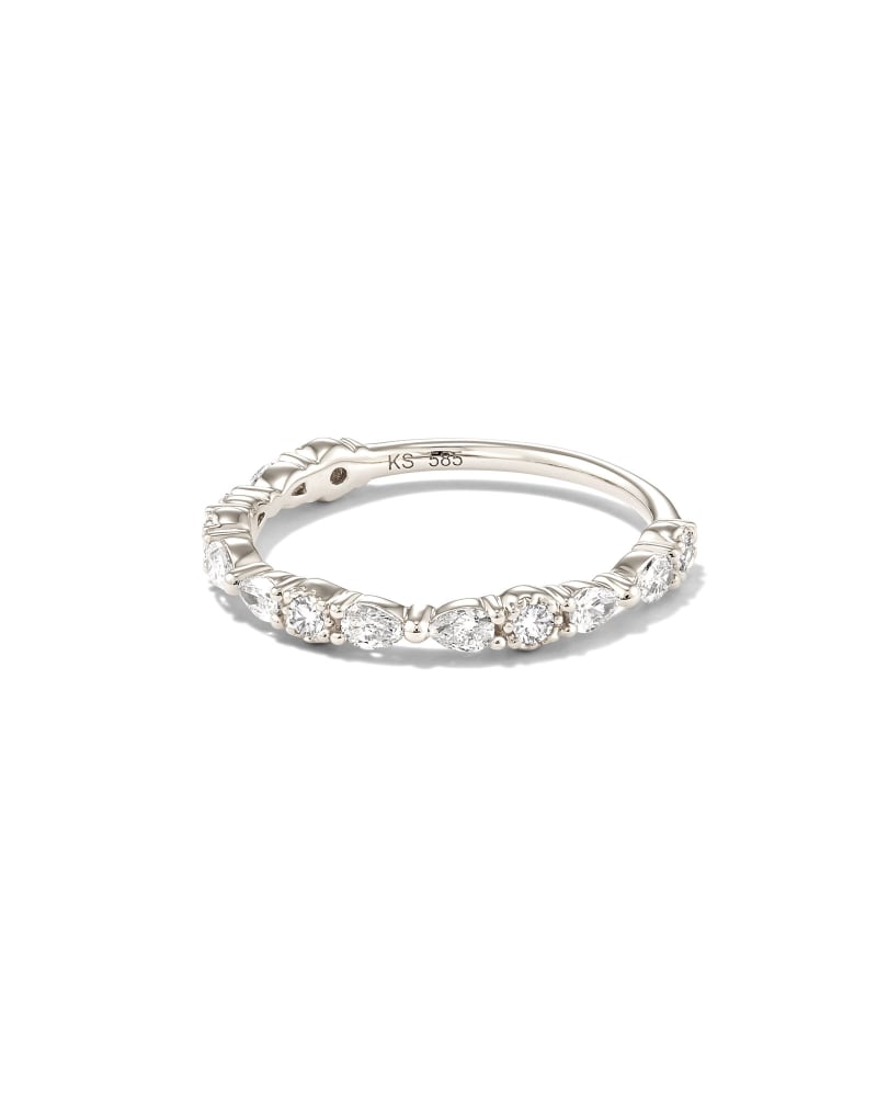 Melanie 14k White Gold Band Ring In White Diamond