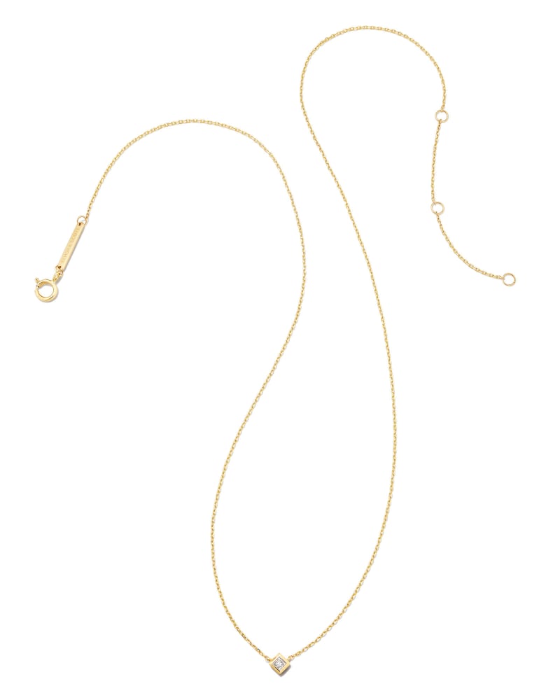 Michelle 14k Yellow Gold Pendant Necklace In White Diamond