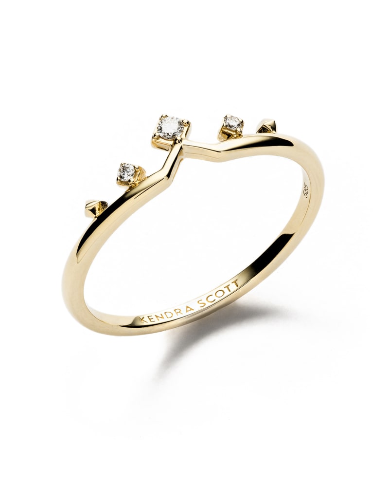 Michelle 14k Yellow Gold Band Ring In White Diamond