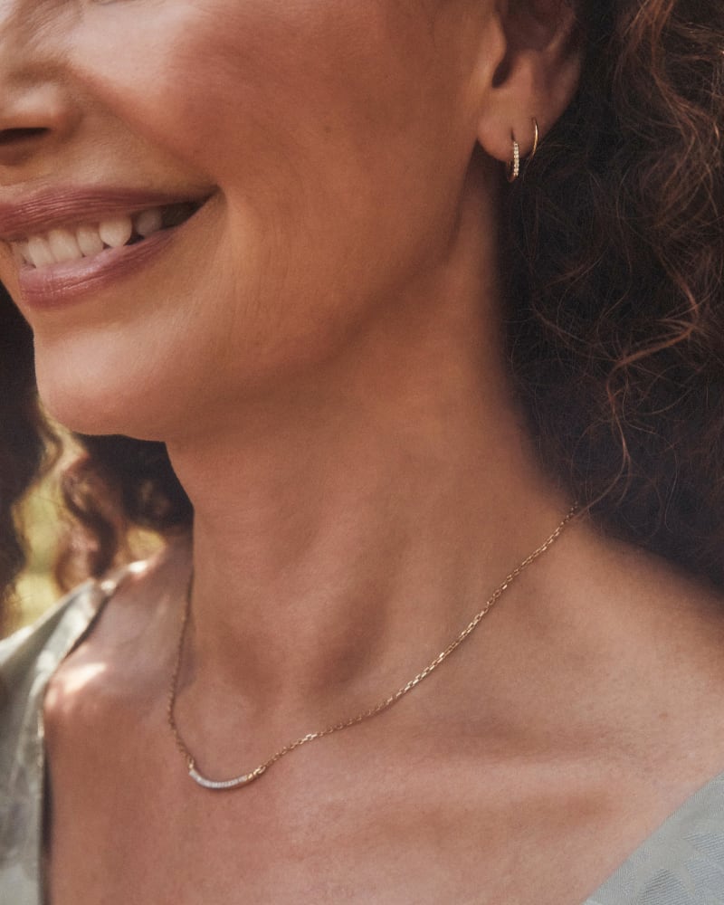 Mila 14k Yellow Gold Huggie Earrings In White Diamond