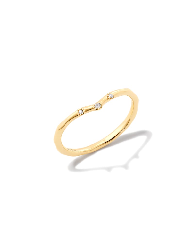 Noelle 14k Yellow Gold Band Ring In White Diamond