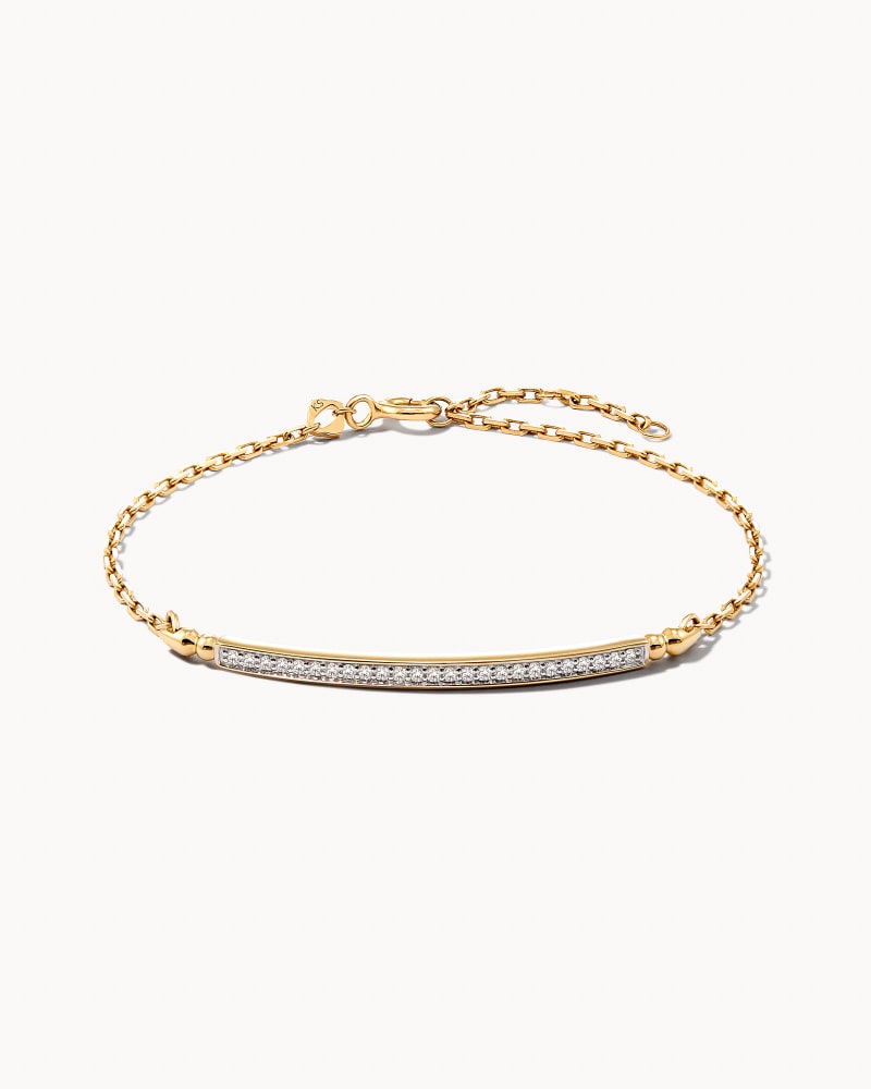 Ott 14k Yellow Gold Delicate Bracelet In White Diamond