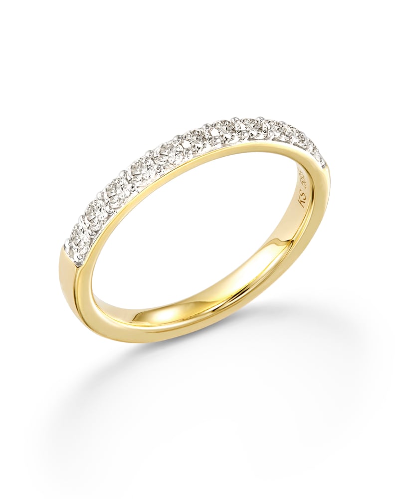 Raleigh 14k Yellow Gold Band Ring In White Diamond