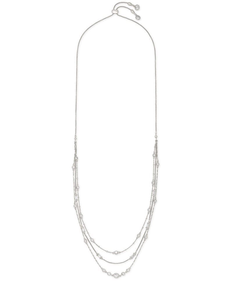 Rina Silver Multi Strand Necklace In Lustre Glass