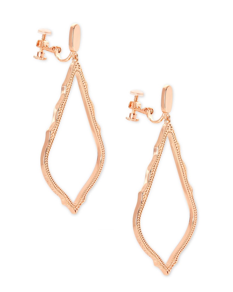 Sophee Clip On Drop Earrings In Rose Gold
