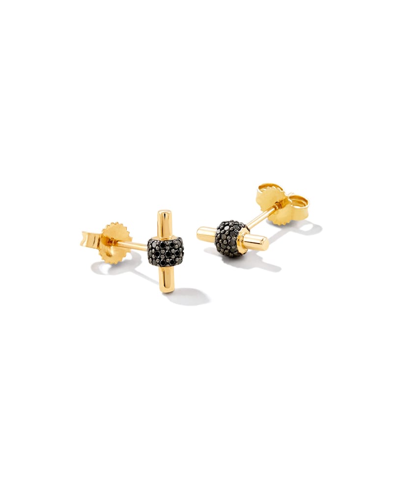 Stella 14k Yellow Gold Stud Earrings In Black Diamond