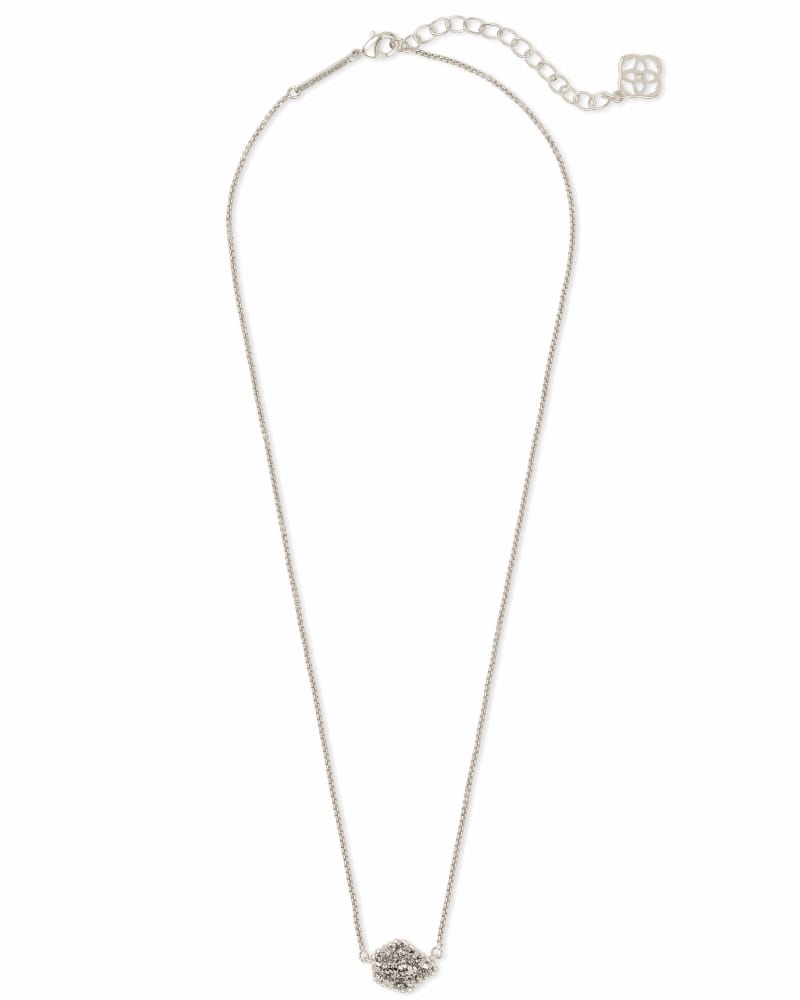 Tess Silver Pendant Necklace In Platinum Drusy