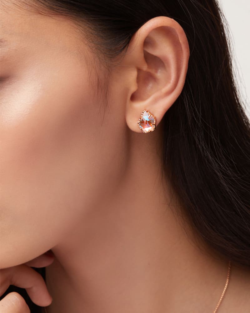 Tessa Gold Stud Earrings In Dichroic Glass