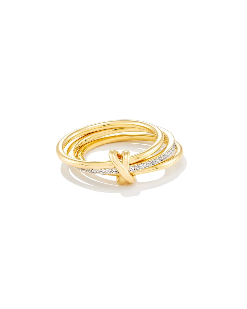Tia 18k Gold Vermeil Band Ring In White Sapphire
