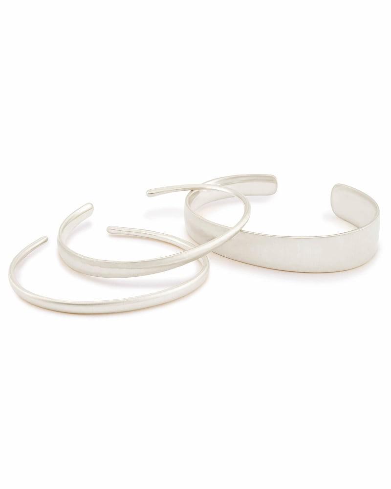 Tiana Pinch Bracelet Set In Bright Silver