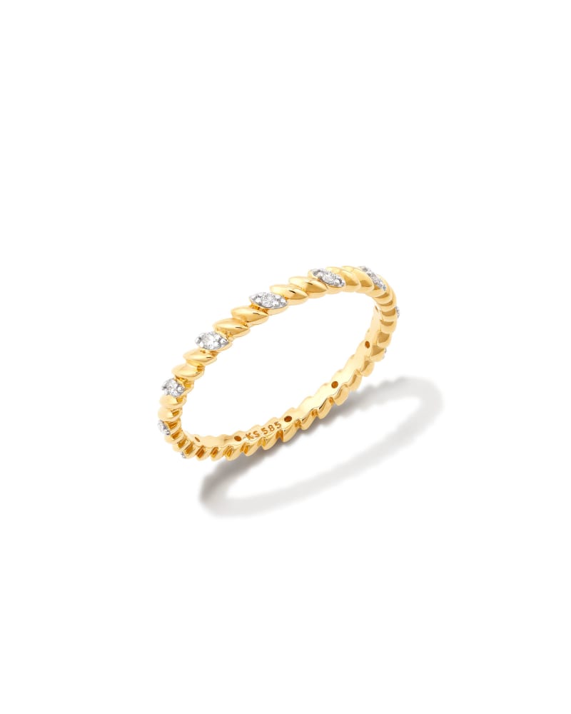 Tyler 14k Yellow Gold Band Ring In White Diamond